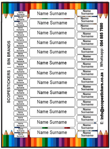 School & Stationary Name Labels (A4 - 54 labels)